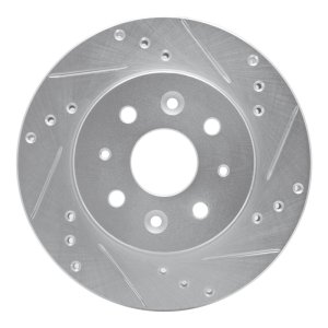 Kia Rio Brake Rotor (1) - Front Right - R1 Concepts - Drilled & Slotted - Silver - `03-`05